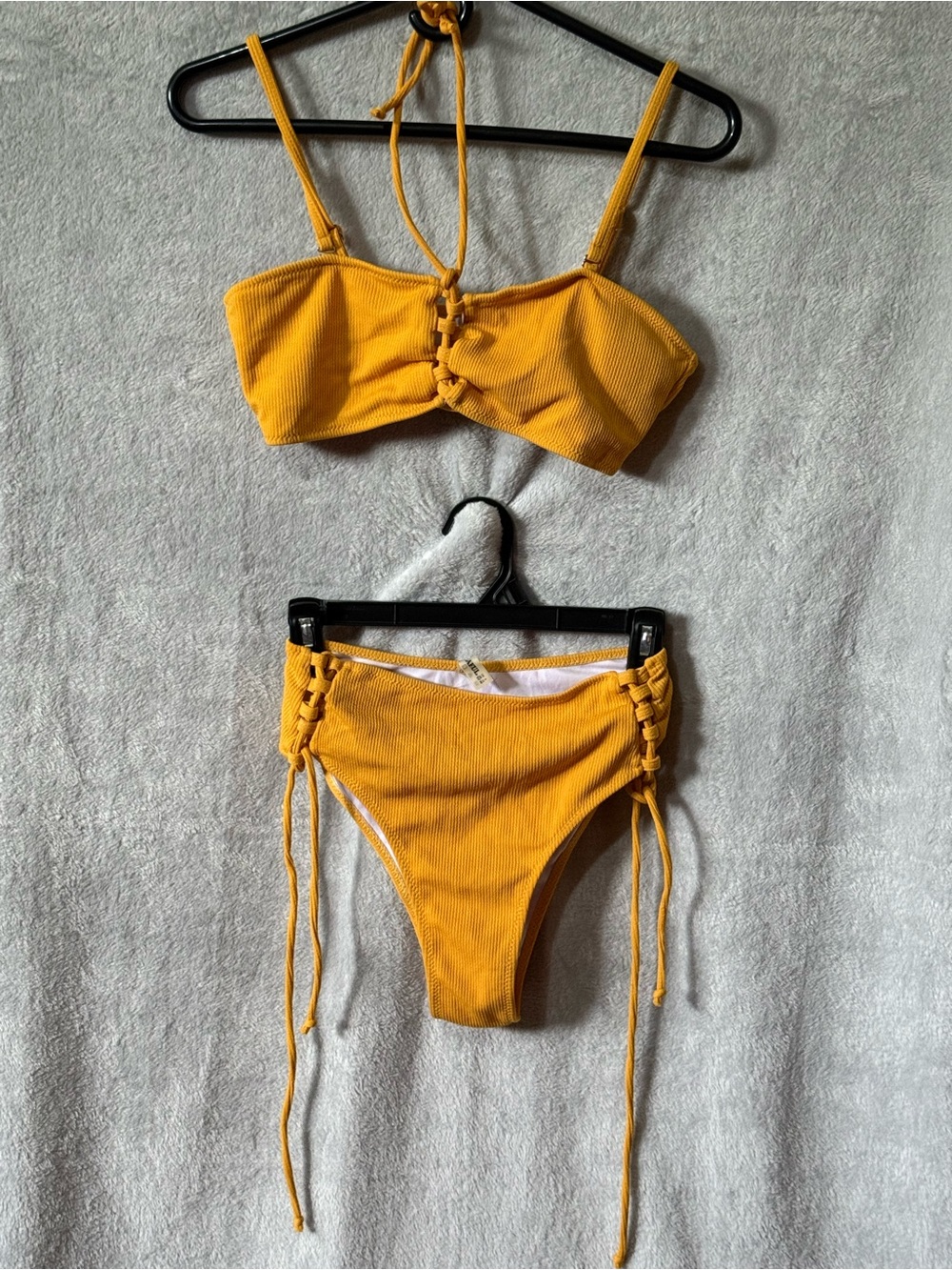 Zaful Mustard Yellow Ribbed Bikini Bottom